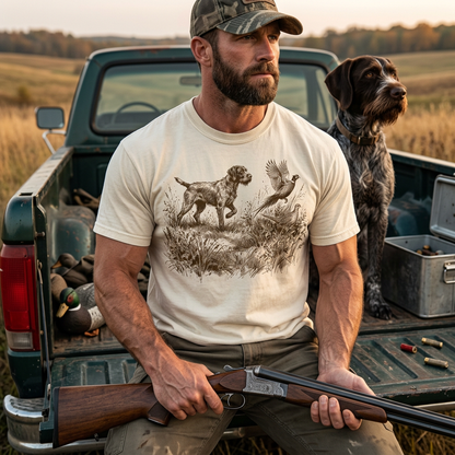 German Wirehair Pointer Hunting Pheasant Wildlife T-Shirt
